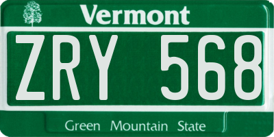 VT license plate ZRY568
