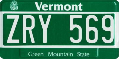 VT license plate ZRY569