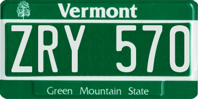 VT license plate ZRY570