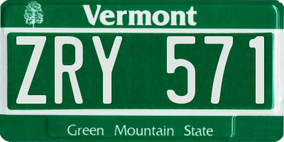 VT license plate ZRY571
