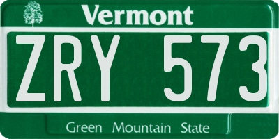 VT license plate ZRY573