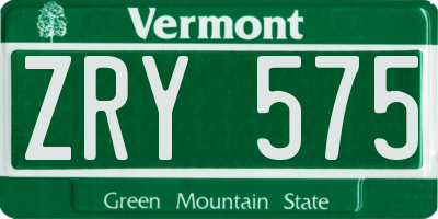 VT license plate ZRY575