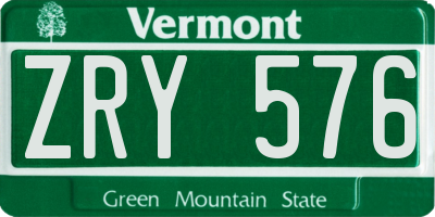 VT license plate ZRY576
