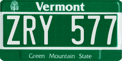 VT license plate ZRY577