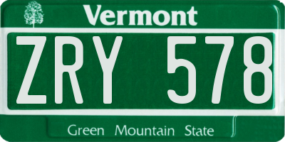 VT license plate ZRY578