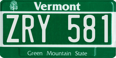 VT license plate ZRY581