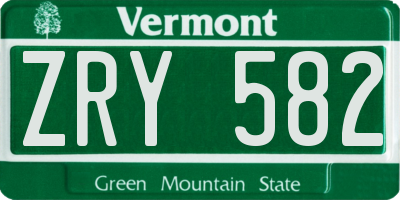 VT license plate ZRY582