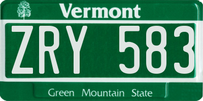 VT license plate ZRY583
