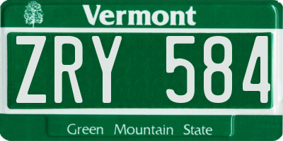VT license plate ZRY584