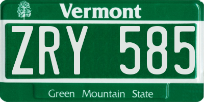 VT license plate ZRY585