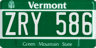 VT license plate ZRY586
