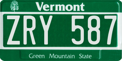 VT license plate ZRY587