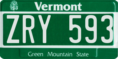 VT license plate ZRY593