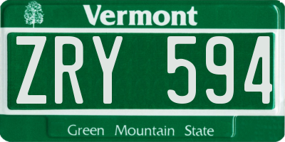 VT license plate ZRY594