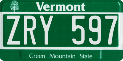 VT license plate ZRY597