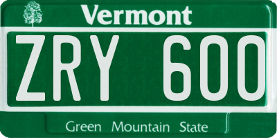 VT license plate ZRY600