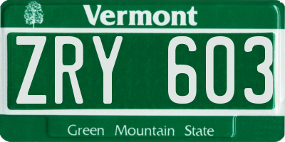 VT license plate ZRY603