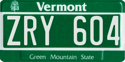 VT license plate ZRY604
