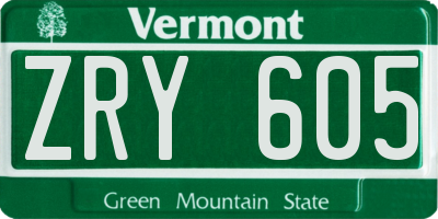 VT license plate ZRY605