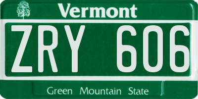 VT license plate ZRY606