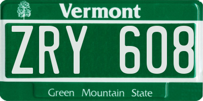 VT license plate ZRY608