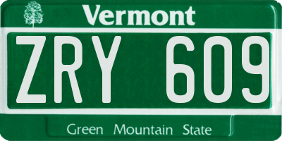 VT license plate ZRY609