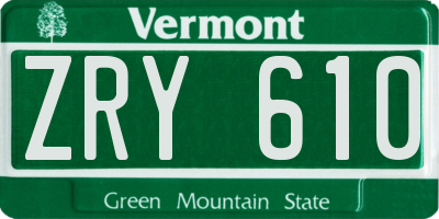VT license plate ZRY610