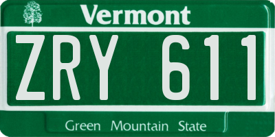 VT license plate ZRY611