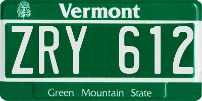 VT license plate ZRY612