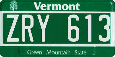 VT license plate ZRY613