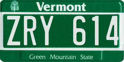 VT license plate ZRY614
