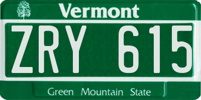VT license plate ZRY615