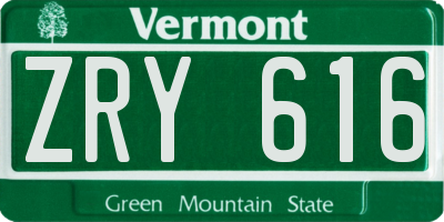 VT license plate ZRY616