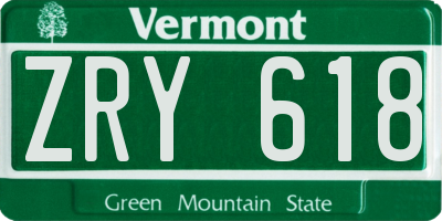 VT license plate ZRY618