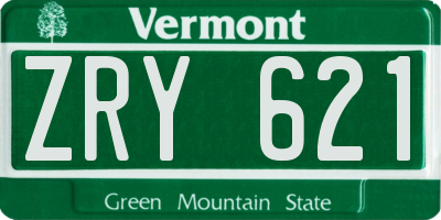 VT license plate ZRY621