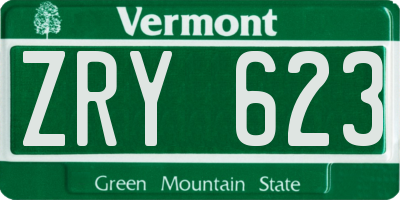 VT license plate ZRY623