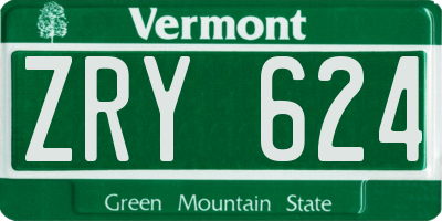 VT license plate ZRY624