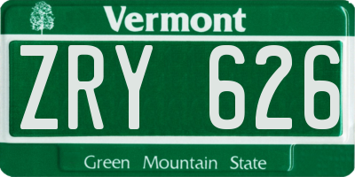 VT license plate ZRY626
