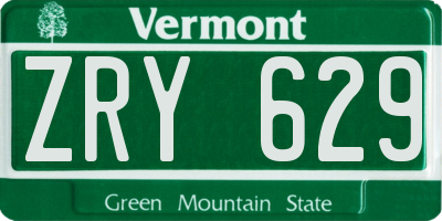 VT license plate ZRY629