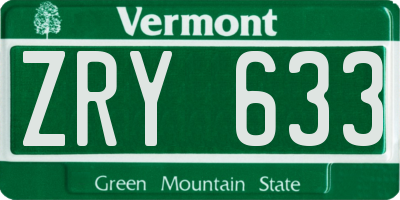 VT license plate ZRY633
