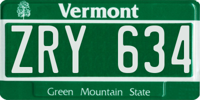 VT license plate ZRY634
