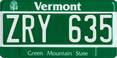 VT license plate ZRY635