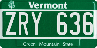 VT license plate ZRY636