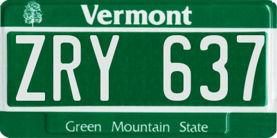 VT license plate ZRY637
