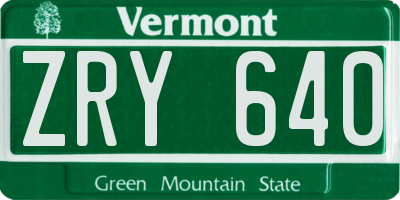 VT license plate ZRY640