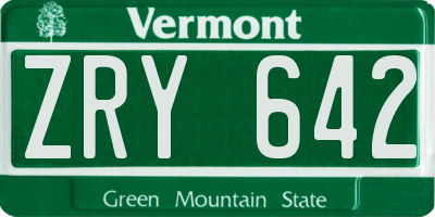 VT license plate ZRY642