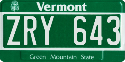 VT license plate ZRY643