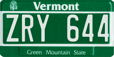 VT license plate ZRY644