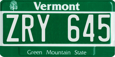 VT license plate ZRY645