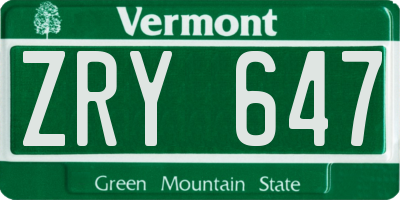 VT license plate ZRY647